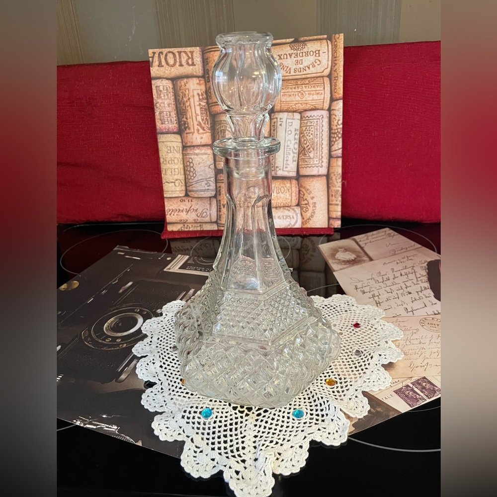 Intricate Clear Glass Decanter